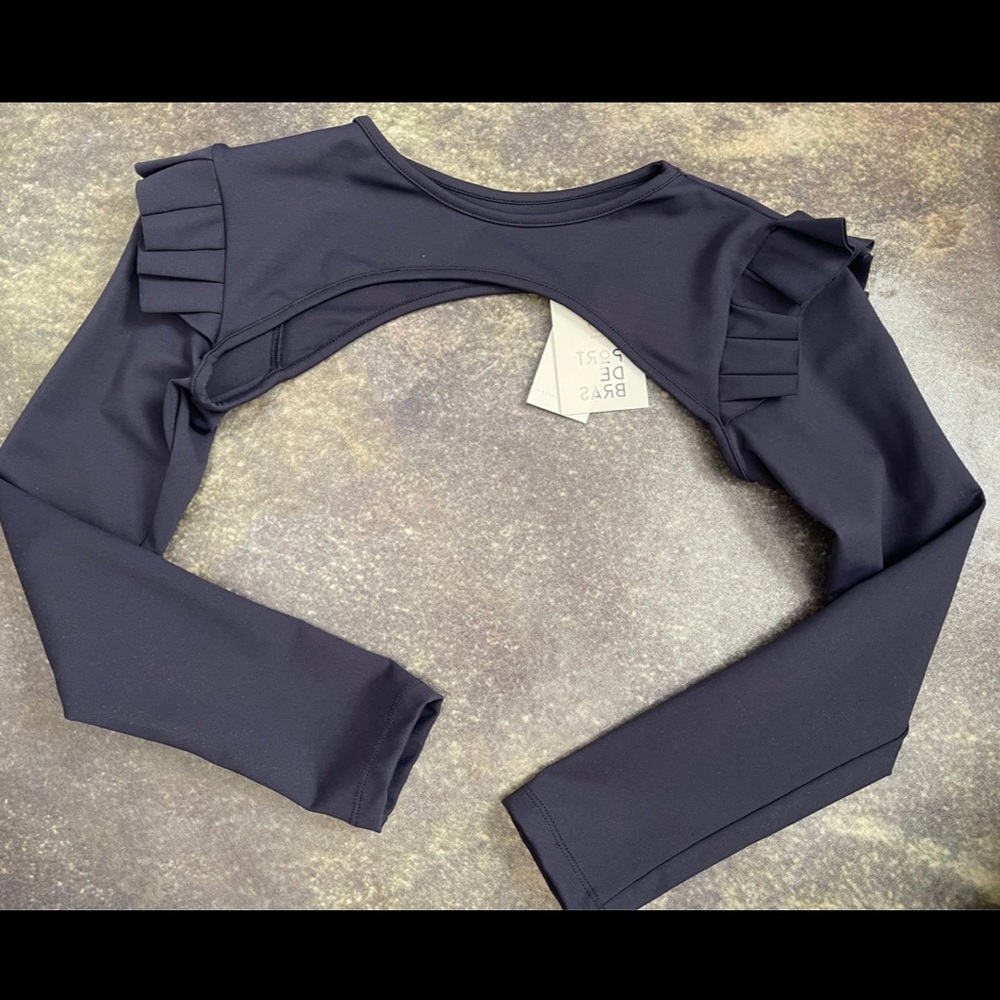 Portdebras Long sleeve Shoulder Top, Navy Sz XS